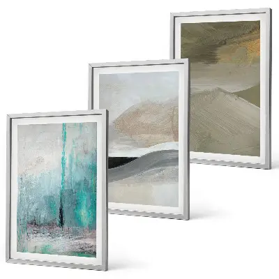 Triptyk med abstrakte malerier billeder monteret i ramme