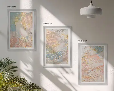 Billedvæg med abstrakte pastelmønstre inspiration til din indretning
