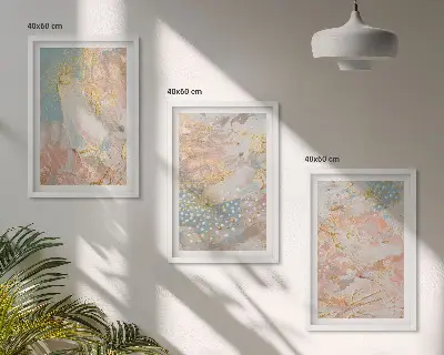 Billedvæg med abstrakte pastelmønstre inspiration til din indretning