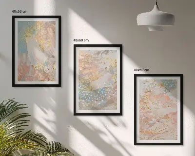 Billedvæg med abstrakte pastelmønstre inspiration til din indretning