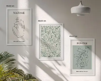 Sengesæt til soveværelset med minimalistisk mønster af linjer og planter
