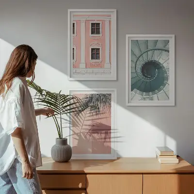 Billedvæg med pastel spiralarkitektur inspiration til din billedvæg