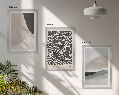 Triptykon billeder med ramme Abstrakte mønstre beige og grå