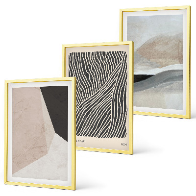 Triptykon billeder med ramme Abstrakte mønstre beige og grå
