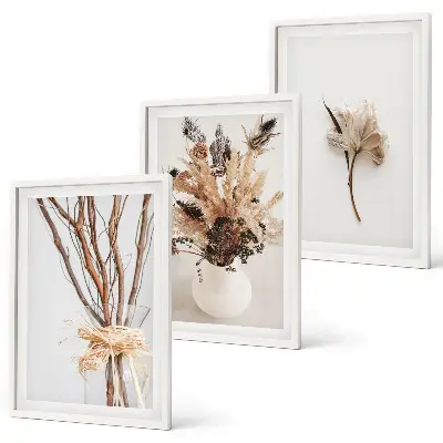 Billedsæt til soveværelset med minimalistiske blomster og grene