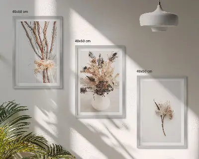 Billedsæt til soveværelset med minimalistiske blomster og grene