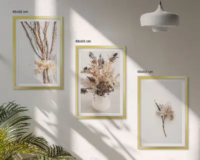 Billedsæt til soveværelset med minimalistiske blomster og grene