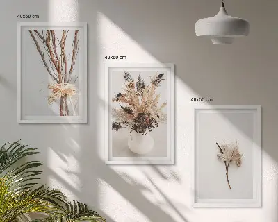 Billedsæt til soveværelset med minimalistiske blomster og grene