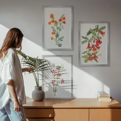 Vintage blomstermaleri inspiration til billedvæg