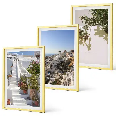 Triptykon med hvide trapper og Santorini-udsigt billeder med ramme