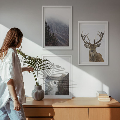 Billedvæg inspiration Bjerglandskab med hjorte