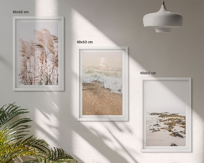 Billedsæt til soveværelset Strandgræs bølger sten boho
