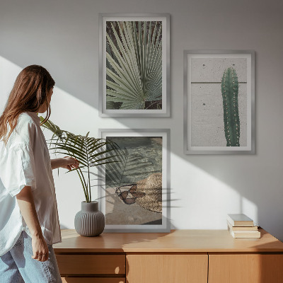 Triptykon billeder med ramme Tilbehør til tropiske planter