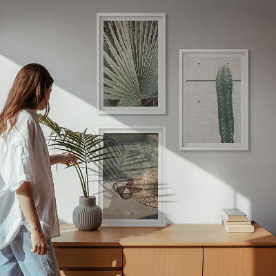 Triptykon billeder med ramme Tilbehør til tropiske planter