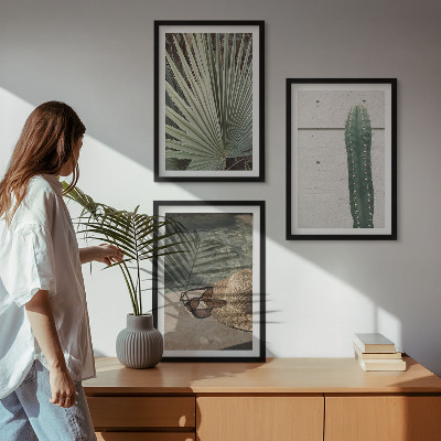 Triptykon billeder med ramme Tilbehør til tropiske planter