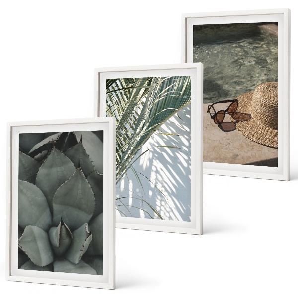 Triptykon billeder med ramme Tropiske planter til ferien