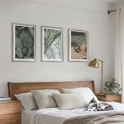 Triptykon billeder med ramme med motiv af tropiske planter til feriestemning
