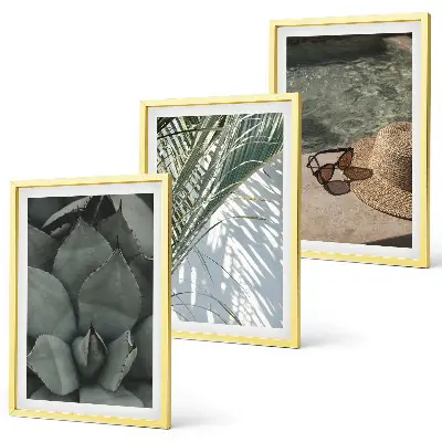 Triptykon billeder med ramme med motiv af tropiske planter til feriestemning