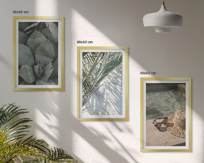 Triptykon billeder med ramme Tropiske planter til ferien
