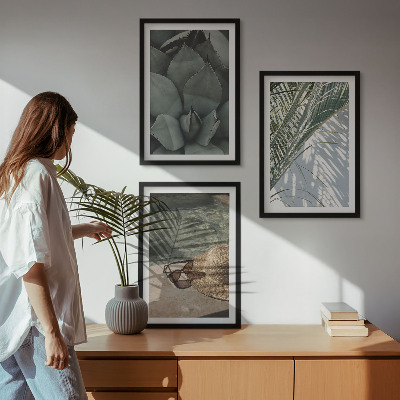 Triptykon billeder med ramme Tropiske planter til ferien