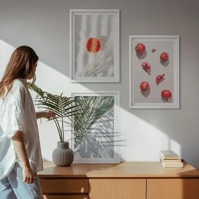 Billedvæg inspiration med motiv af feriepalmefrugt