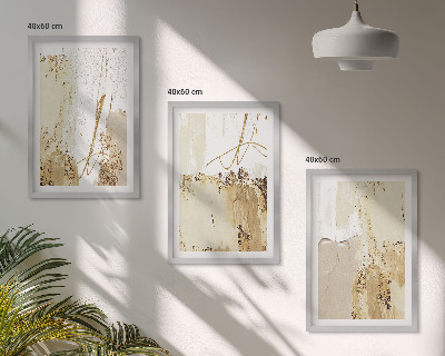 Triptykon billeder med ramme Abstrakte mønstre beige hvid