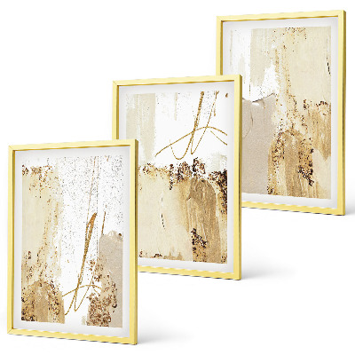 Triptykon billeder med ramme Abstrakte mønstre beige hvid