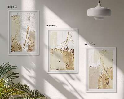 Triptykon billeder med ramme Abstrakte mønstre beige hvid