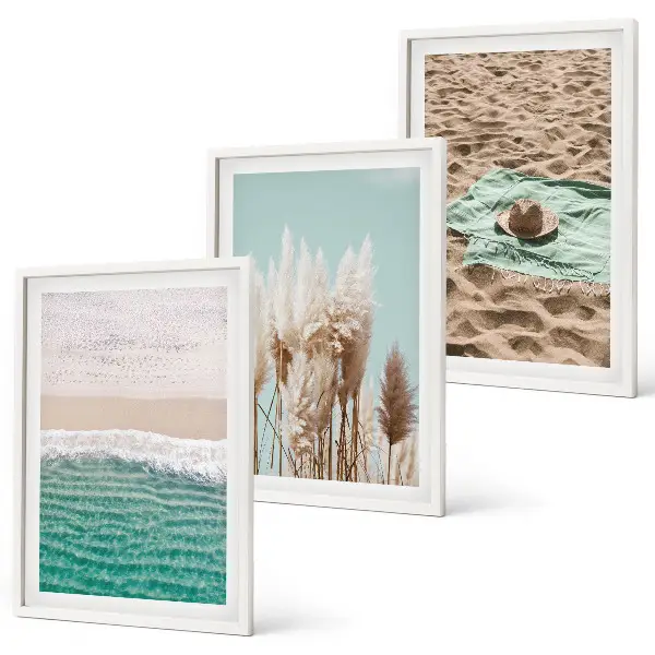 Billedvæg med strandbølger plakat med græshat