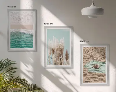 Billedvæg med strandbølger plakat med græshat