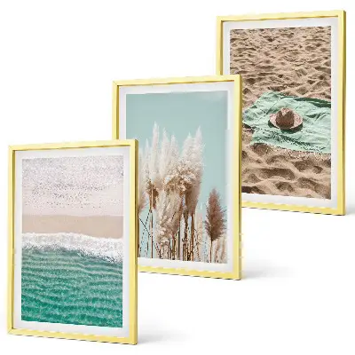 Billedvæg med strandbølger plakat med græshat