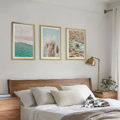 Billedvæg med strandbølger plakat med græshat