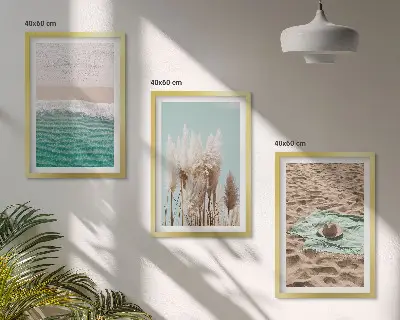 Billedvæg med strandbølger plakat med græshat