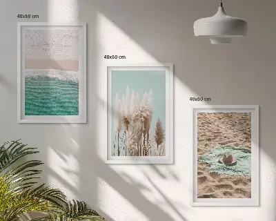 Billedvæg med strandbølger plakat med græshat