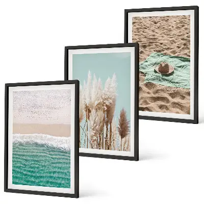 Billedvæg med strandbølger plakat med græshat