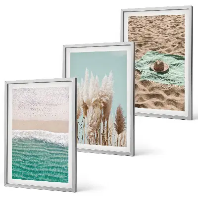 Billedvæg med strandbølger plakat med græshat