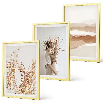 Triptykon med rustikke boho blomstermotiver sæt inklusiv ramme
