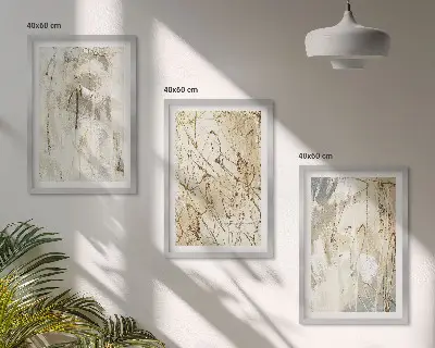 Billedsæt til soveværelset med abstrakte mønstre i beige og grå