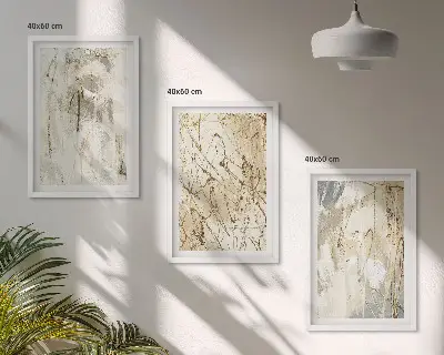 Billedsæt til soveværelset med abstrakte mønstre i beige og grå