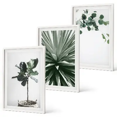 Billedvæg inspiration med grønne planter i minimalistisk stil