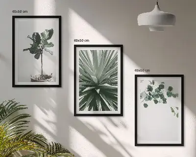 Billedvæg inspiration med grønne planter i minimalistisk stil