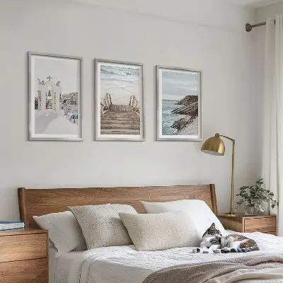 Havarkitektur Santorini triptykon med ramme