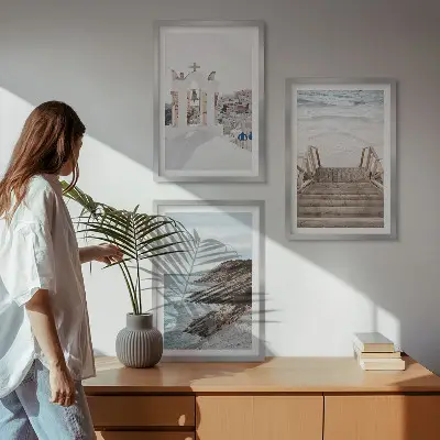 Havarkitektur Santorini triptykon med ramme