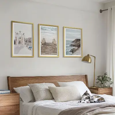 Havarkitektur Santorini triptykon med ramme