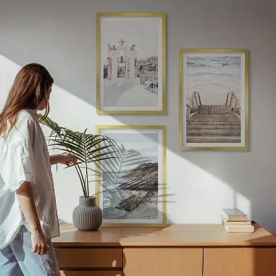 Havarkitektur Santorini triptykon med ramme