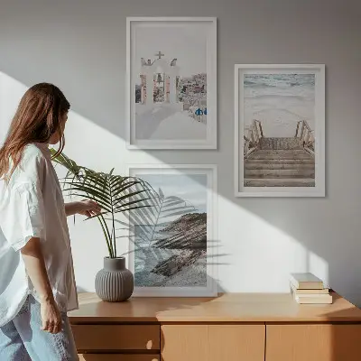 Havarkitektur Santorini triptykon med ramme