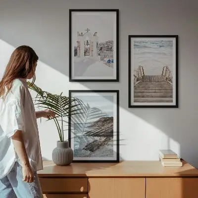 Havarkitektur Santorini triptykon med ramme