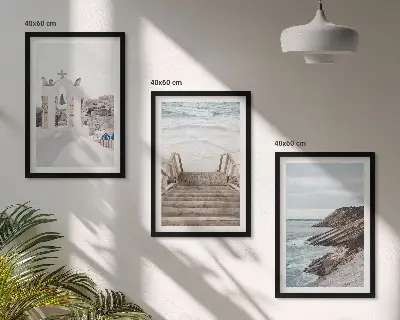 Havarkitektur Santorini triptykon med ramme