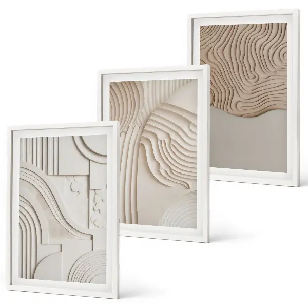 Billedvæg inspiration abstrakte mønstre i beige og hvid