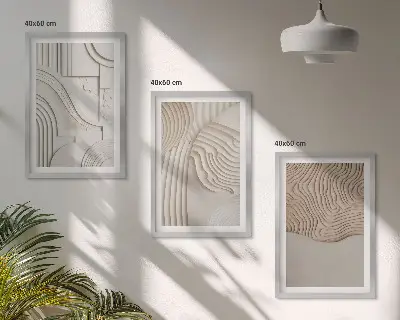 Billedvæg inspiration abstrakte mønstre i beige og hvid
